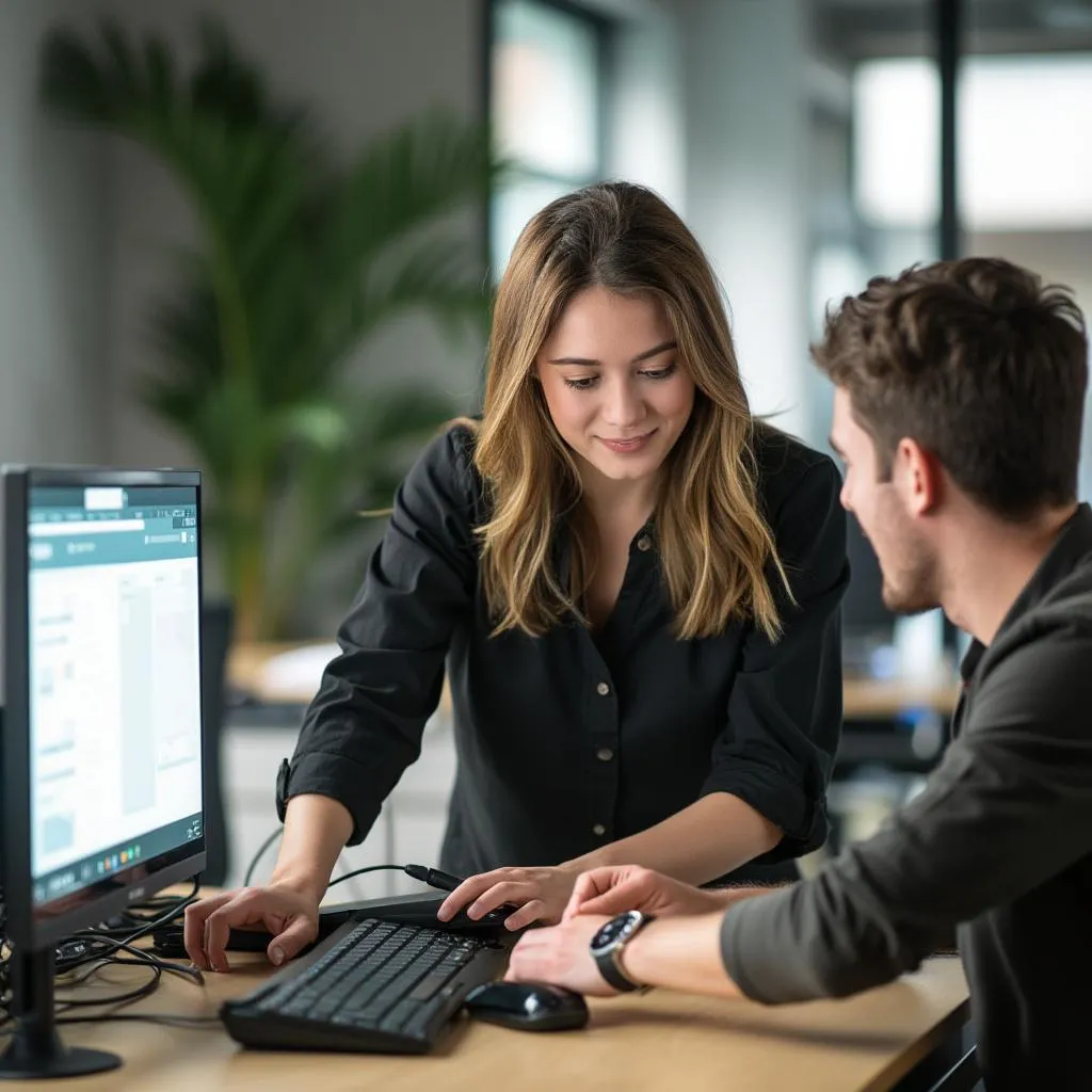 Client receiving hybrid consultation setup assistance